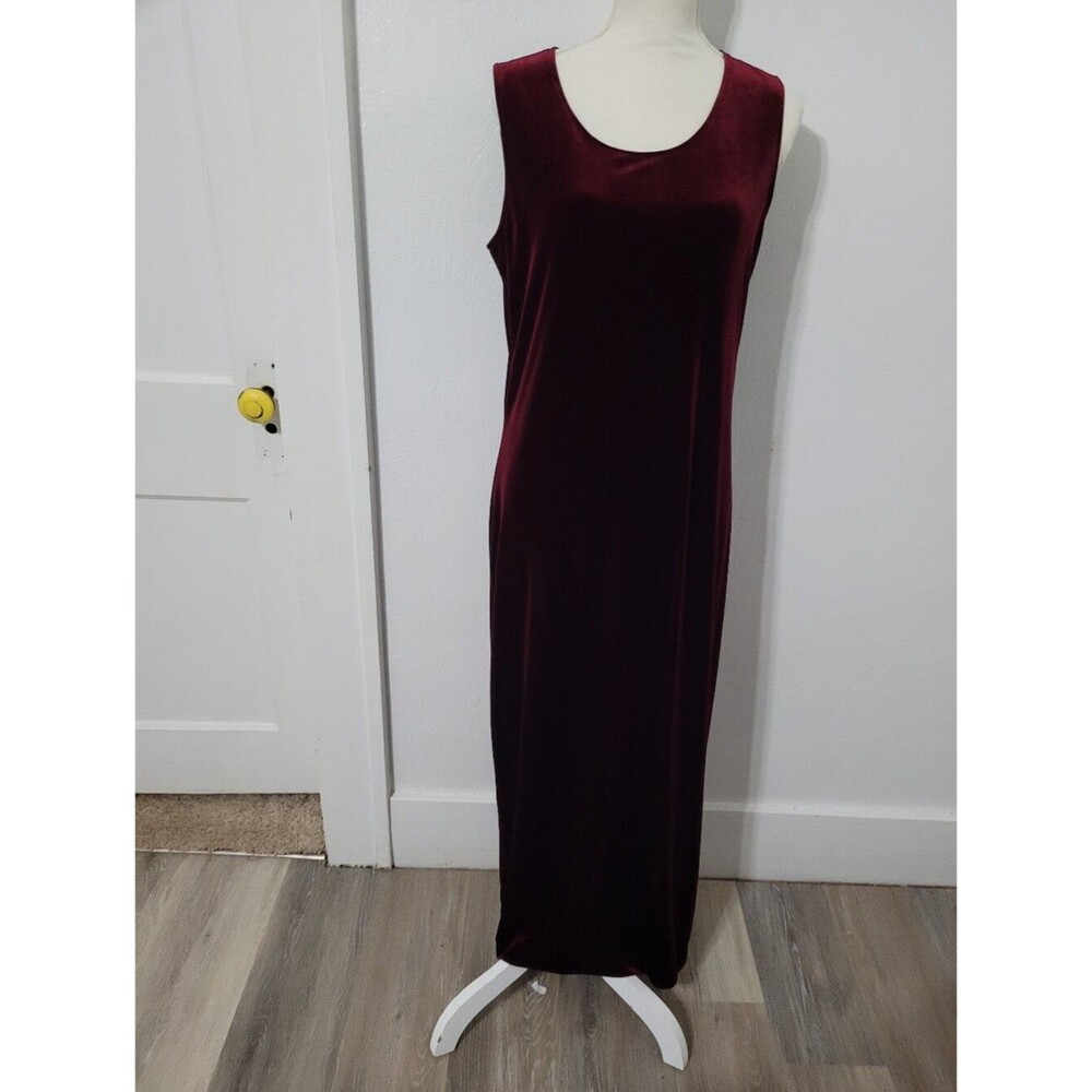 Vintage Sleeveless Burgundy Velvet Maxi Dress whimsigoth Dark Romantic Size 12